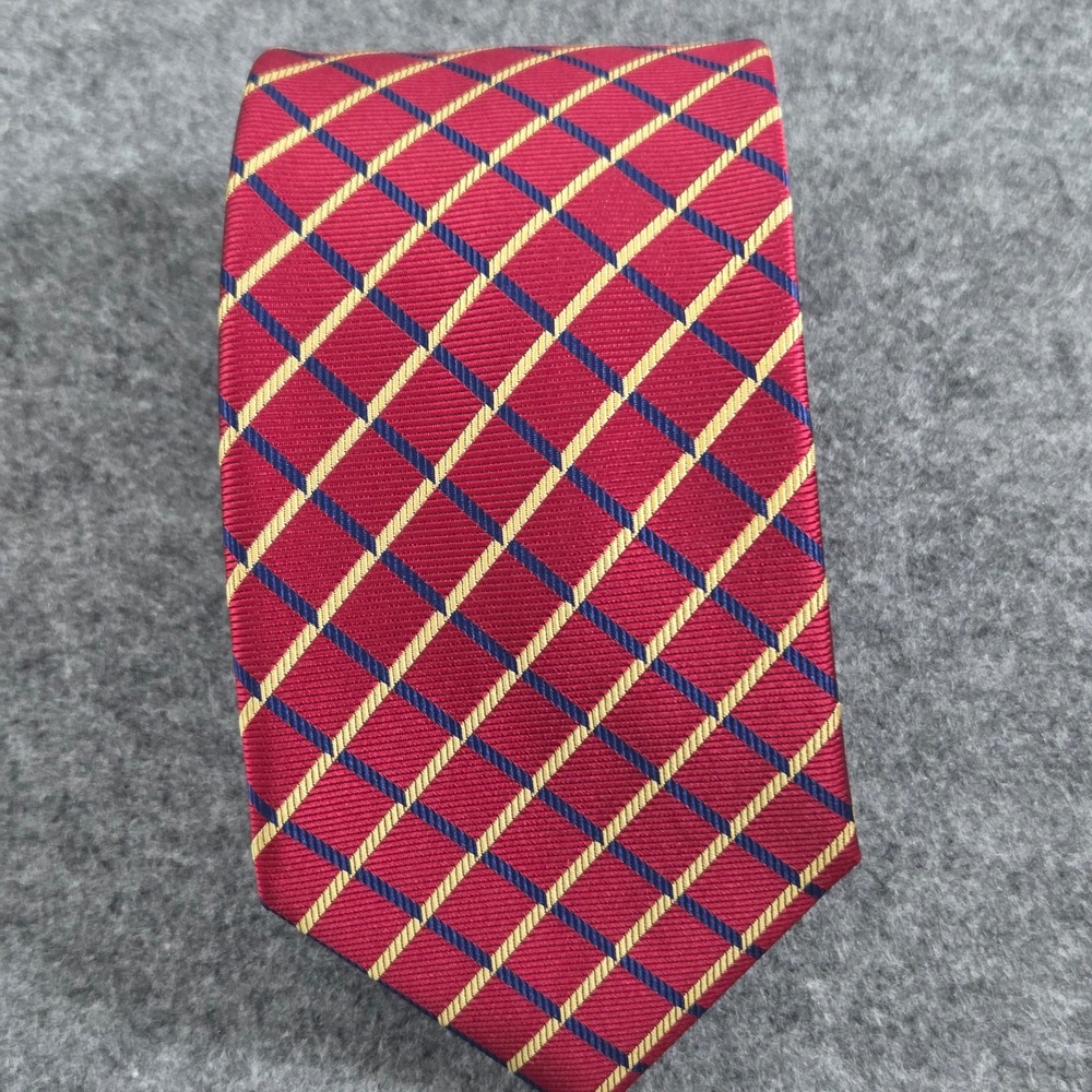 BROOKS BROTHERS Tie Striped Stain Resistant Red Blue & Yellow 100% Silk